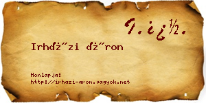 Irházi Áron névjegykártya
