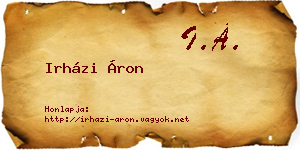 Irházi Áron névjegykártya